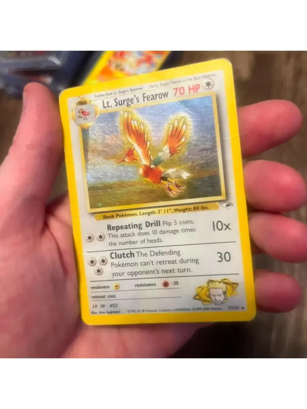 Lt. Surge's Fearow 7/132 Holo Rare  Gym Heroes Wizards Vintage